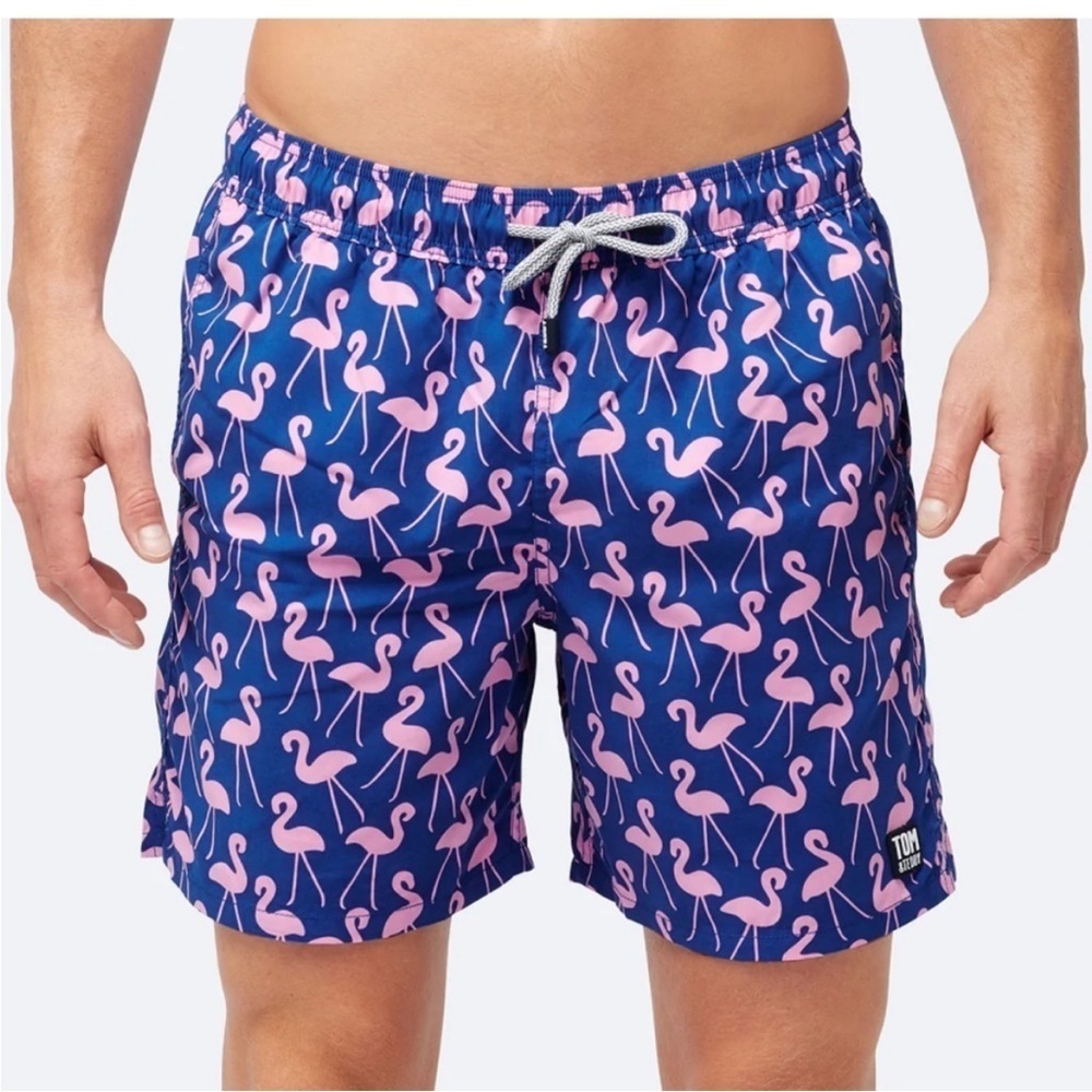 Tom & Teddy Rose Flamingo Swim Trunks‎ Mens Size Medium